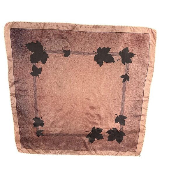 Vintage Tiziano Roma Silk Scarf Bessi Tag Italy Pink Gray Leaves 30in Square - Picture 14 of 16